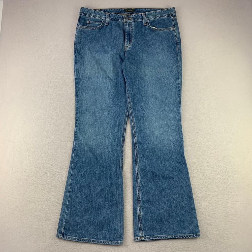 Eddie Bauer Bootcut Jeans Women 14R Blue Casual Stretch Denim Mid Rise Y2K‎